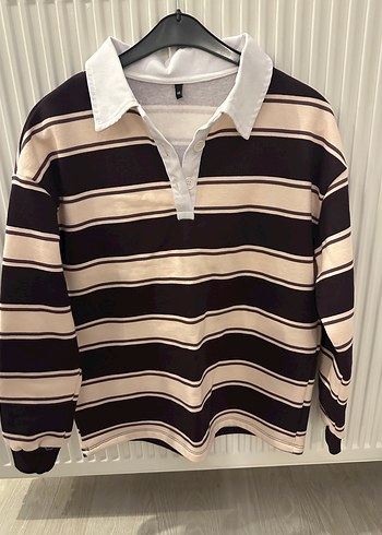 Düğmeli Yakalı Kahverengi Çizgili Kadın Kazak - Görsel 7