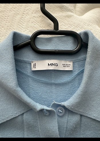 Düğmeli Mavi Kısa Kollu Kadın Gömlek - Görsel 2