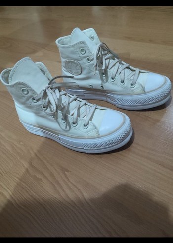 Converse krem Platform Topuklu Bağcıklı Kadın Spor Ayakkabı - Görsel 7