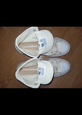 Converse krem Platform Topuklu Bağcıklı Kadın Spor Ayakkabı - Görsel 4