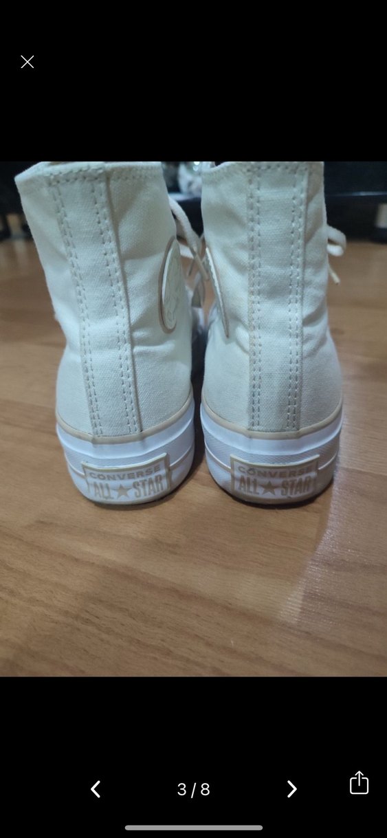 Converse krem Platform Topuklu Bağcıklı Kadın Spor Ayakkabı - Görsel 3