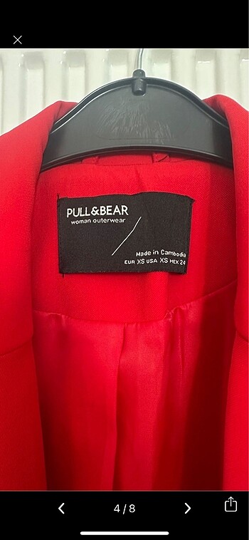 xs Beden kırmızı Renk Pull bear kırmızı blazer