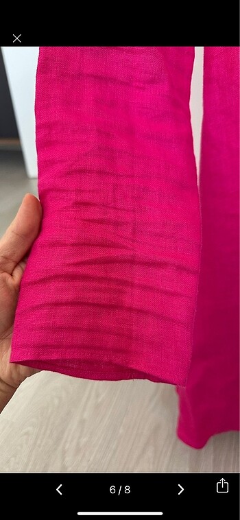 Mango keten elbise fuşya - Görsel 6