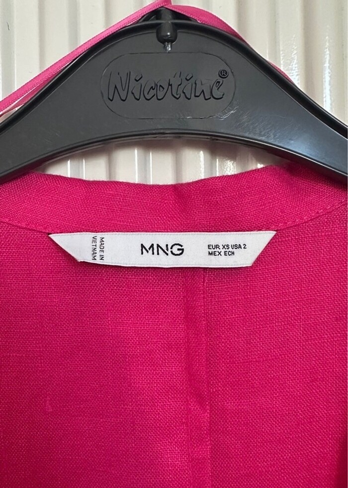 Mango keten elbise fuşya - Görsel 2