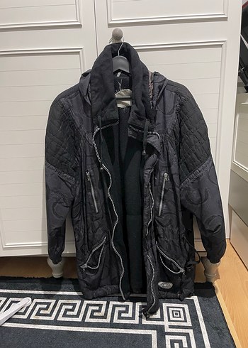 l Beden Kadın Kapüşonlu Fermuarlı Streetwear Ceket