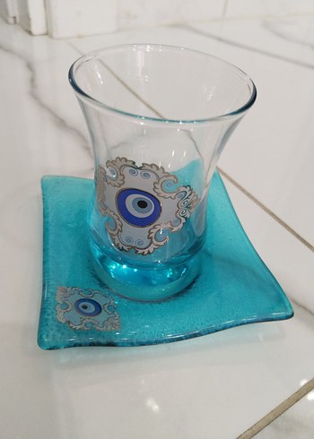 Mavi Desenli Cam Çay Seti - Görsel 5