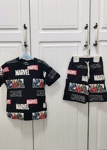 zara muadil Marvel Baskılı Siyah Erkek Tişört takım