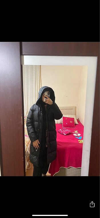 s Beden siyah Renk Zara siyah uzun şişme mont