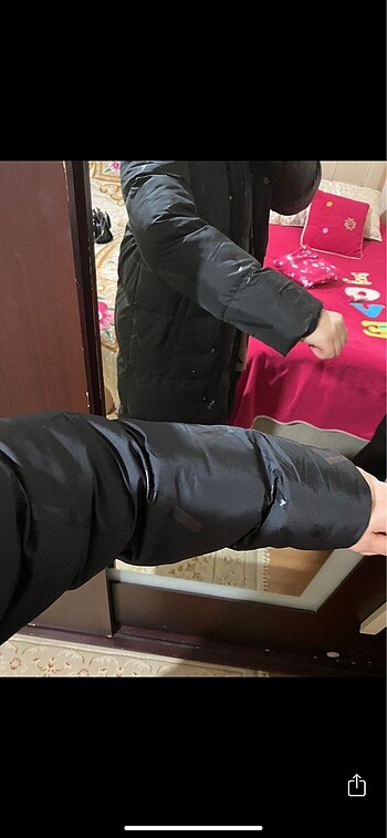 s Beden Zara siyah uzun şişme mont