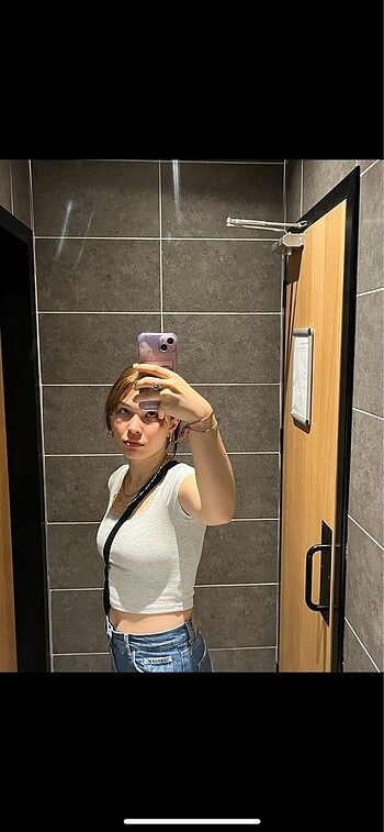 H&M Gri Kırçıllı Yaka Detaylı Crop