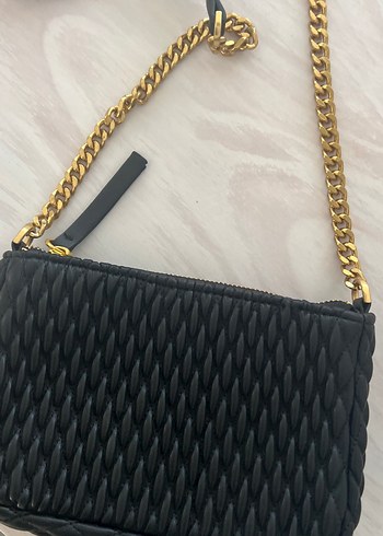 Zincir Detaylı Siyah Deri Kadın Çanta - Görsel 2