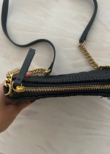Zincir Detaylı Siyah Deri Kadın Çanta - Görsel 3