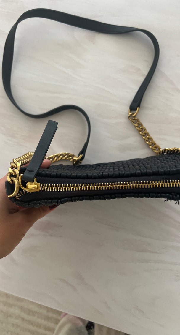 Zincir Detaylı Siyah Deri Kadın Çanta - Görsel 3