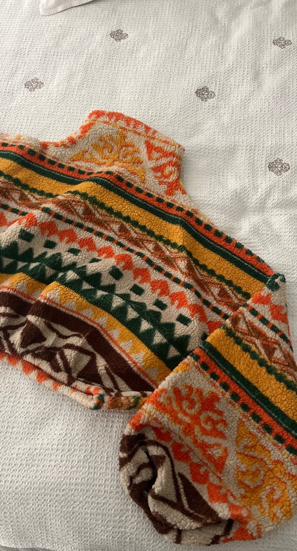 Çok Renkli Desenli crop polar üst - Görsel 2