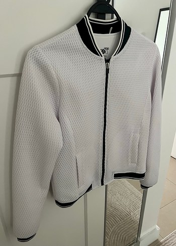 Beyaz Fermuarlı Kadın Spor Ceket - Görsel 5