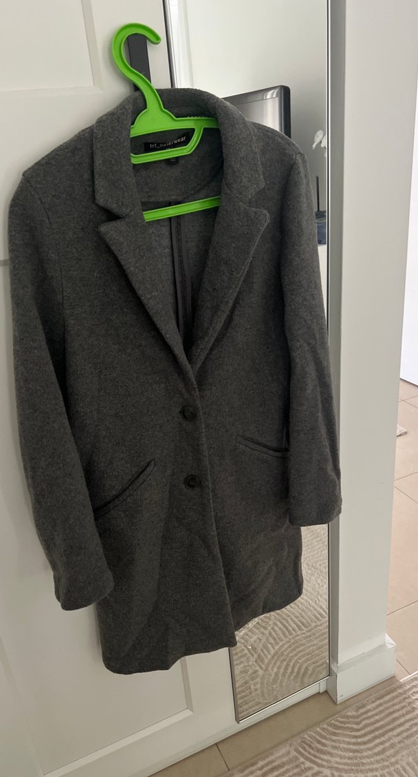 Düğmeli Antrasit Kaban - Görsel 2