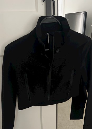 Siyah Fermuarlı Yüksek Yakalı Kadın Ceket - Görsel 2