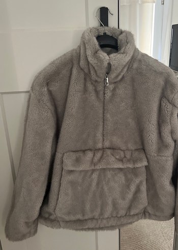 Gri Peluş Kadın Kışlık Ceket - Görsel 2