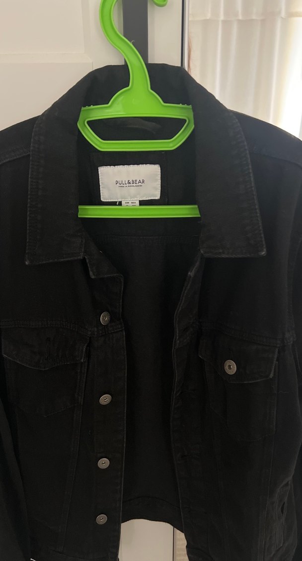 Düğmeli Siyah Denim Ceket - Görsel 4