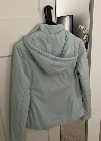 Mavi Kadın Midi Ceket, Fermuarlı, Yüksek Yakalı - Görsel 4