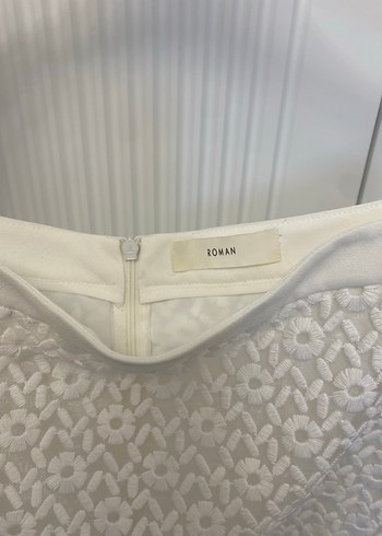 Roman Marka Dantel İşlemeli Beyaz Midi Etek