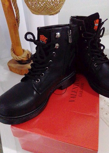 Kilitli Siyah Unisex Biker Botları - Görsel 8