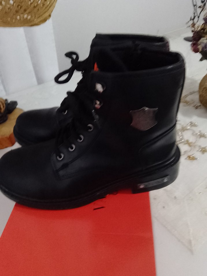 Kilitli Siyah Unisex Biker Botları - Görsel 3