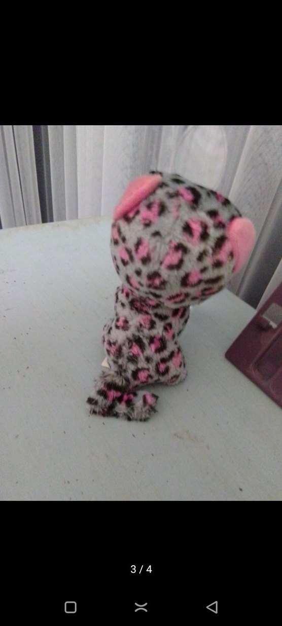 Gri ve Pembe Leopar Desenli Peluş Oyuncak - Görsel 2