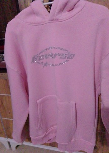Pembe Kapüşonlu Kadın Sweatshirt - Görsel 3