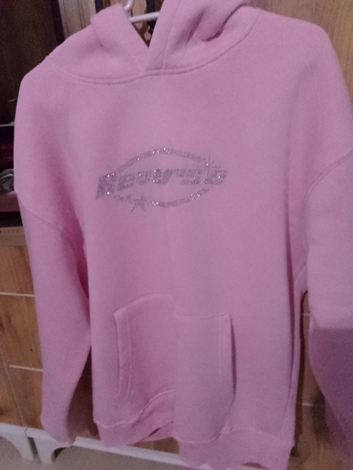 Pembe Kapüşonlu Kadın Sweatshirt - Görsel 2