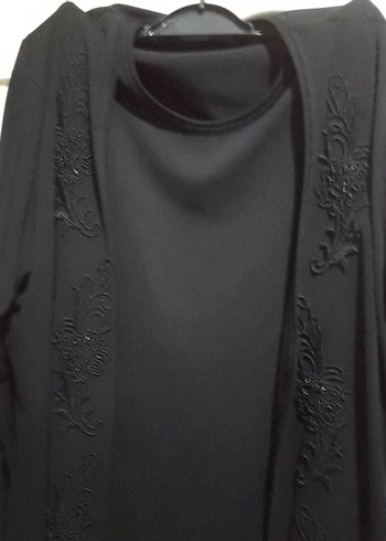 Uzun Kollu Siyah  Nakışlı Kadın hırka ve bluz - Görsel 2