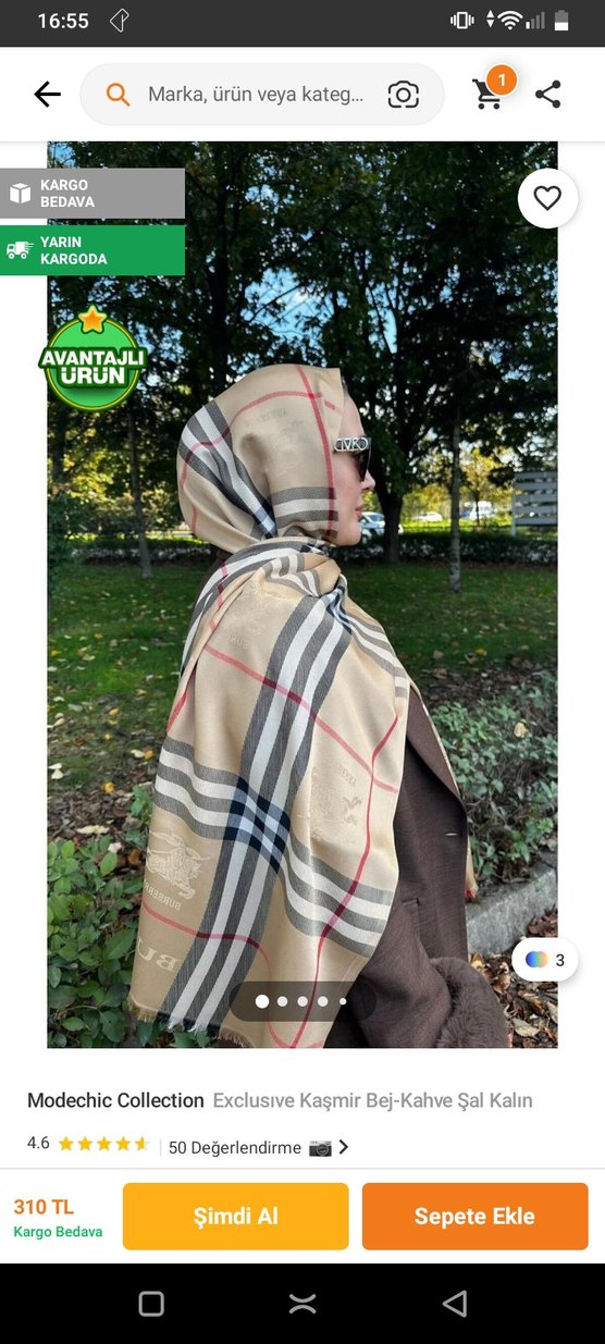 Kadın Kahverengi Salaş Desenli Atkı - Görsel 2