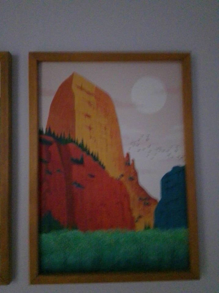 Çerçeveli Çok Renkli Dağ Manzarası Tablosu - Görsel 3