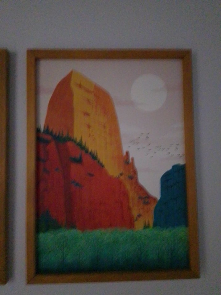 Çerçeveli Çok Renkli Dağ Manzarası Tablosu - Görsel 2