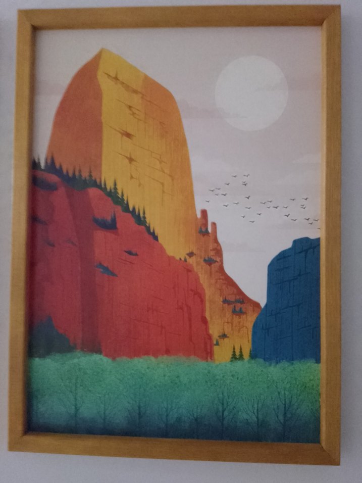 Çerçeveli Çok Renkli Dağ Manzarası Tablosu - Görsel 5