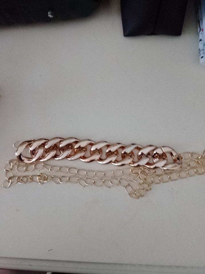 Zincir Detaylı Parlak Altın etek elbise pantolon kemeri - Görsel 3