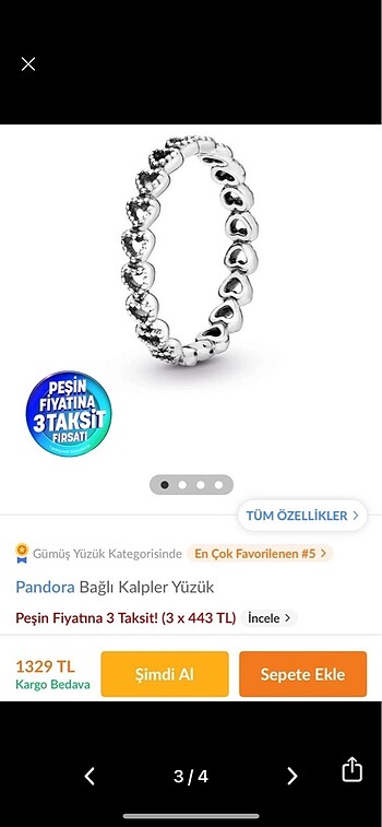 Beden pandora yuzuk