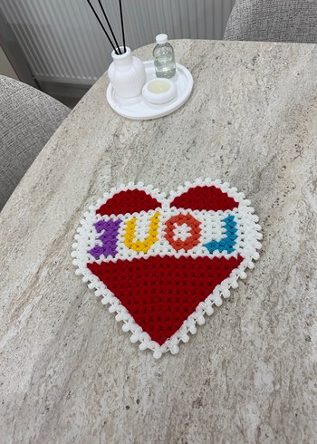 Renkli Kalp Desenli Örgü Banyo Lifi - Görsel 2