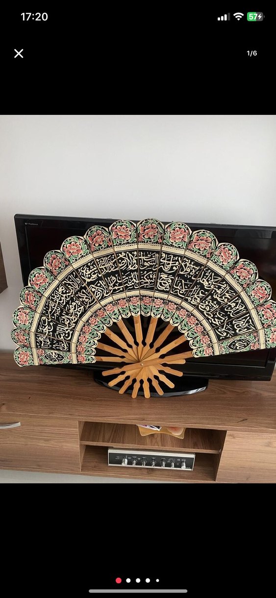 Çiçek ve Arapça Yazılı Dekoratif Yelpaze - Görsel 5