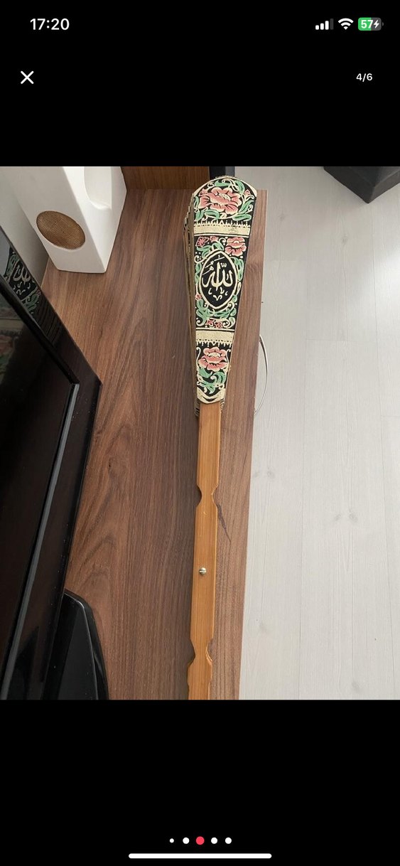 Çiçek ve Arapça Yazılı Dekoratif Yelpaze - Görsel 3