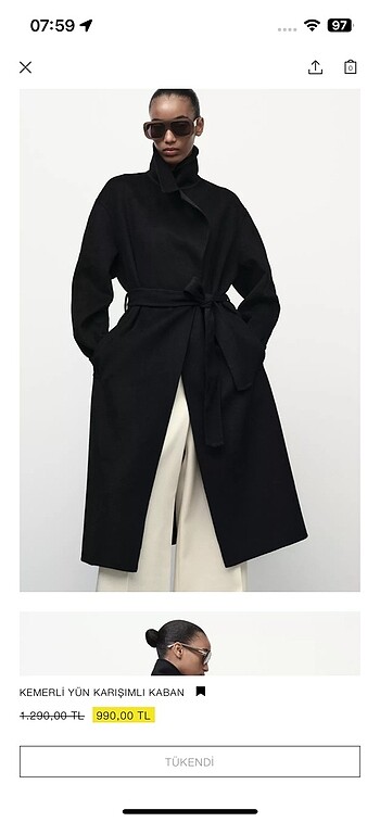 Zara yün karışımlı kaban