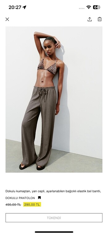 Zara dokulu pantolon