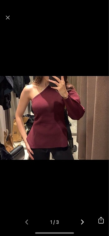 Zara bordo tek omuz bluz