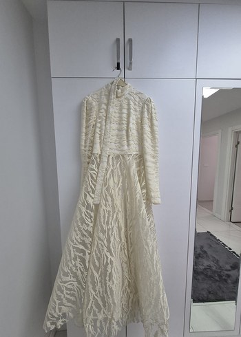 Uzun Kollu Beyaz Bohem Keten Elbise - Görsel 7