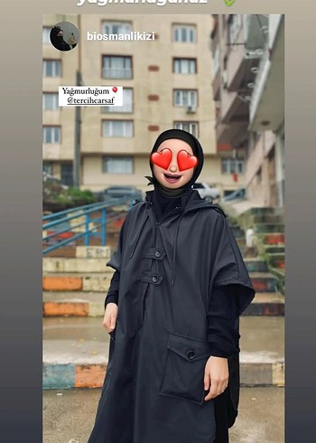 Siyah Uzun Kadın Yağmurluk - Görsel 2