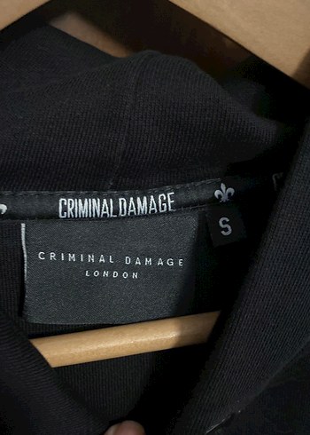 s Beden Crimanal Damage Siyah Kapüşonlu ejderha Baskılı Kadın Sweatshirt
