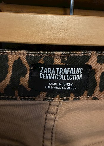 36 Beden Zara Kahverengi Leopar Desenli Kumaş Pantolon