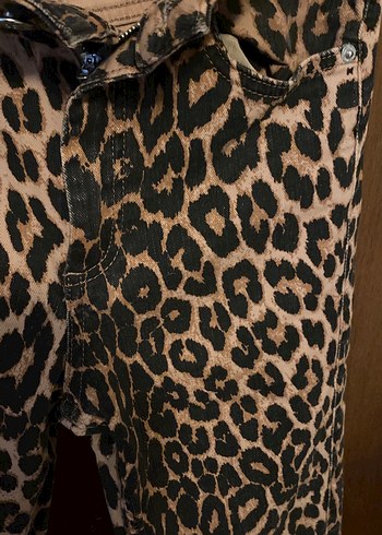36 Beden kahverengi Renk Zara Kahverengi Leopar Desenli Kumaş Pantolon