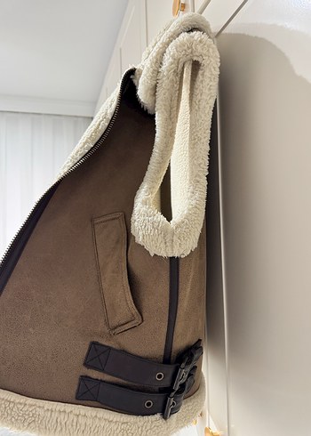 Zara Kahverengi Süet Yelek - Görsel 4