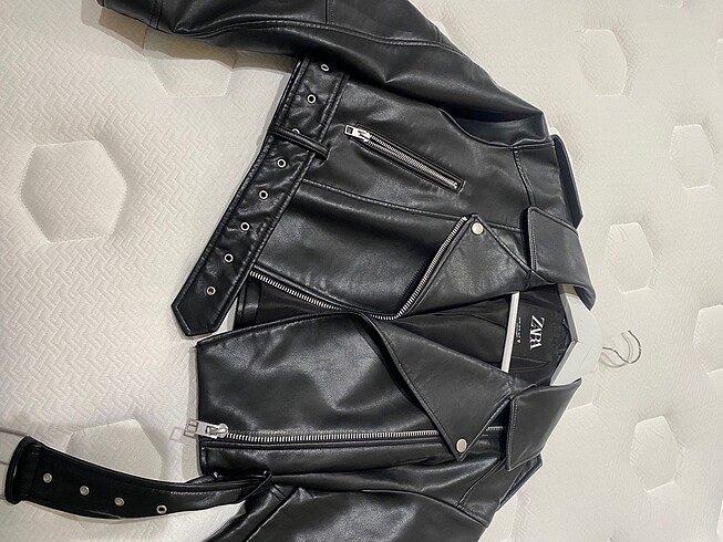 Zara deri ceket overize - Görsel 5